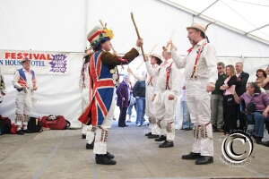 Photo of Hartley Morris Men dancing the Upton upon Seven Stick Dance at Rochester Sweeps Festival 2006